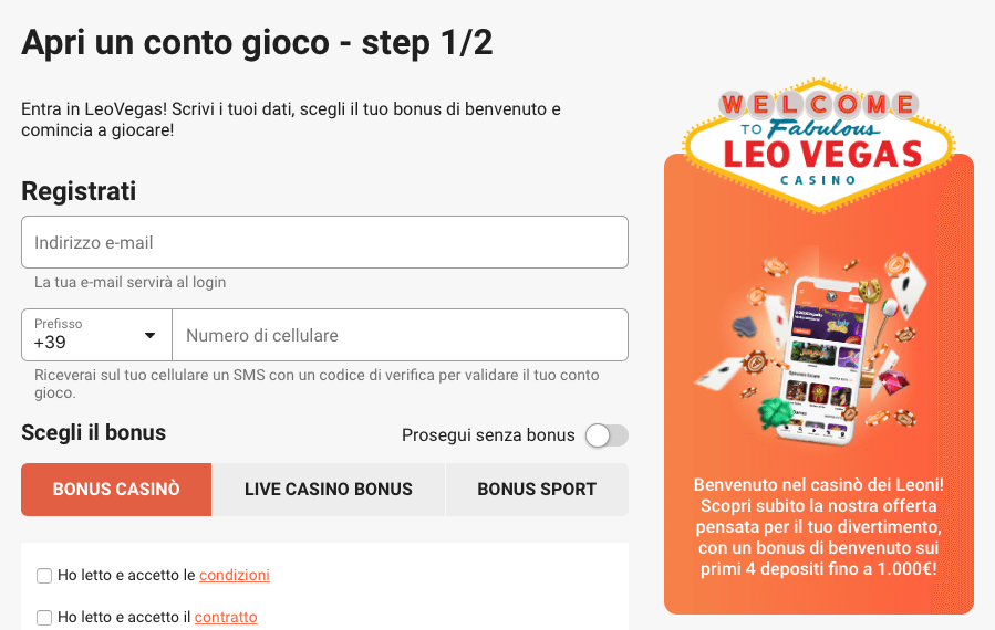 leovegas codice promo registrazione bonus di benvenuto