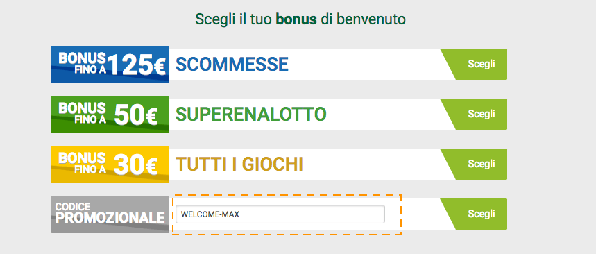 scegli il tuo bonus codice promozionale sisal scommesse bonus di benvenuto