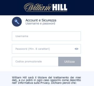 codice promo william hill